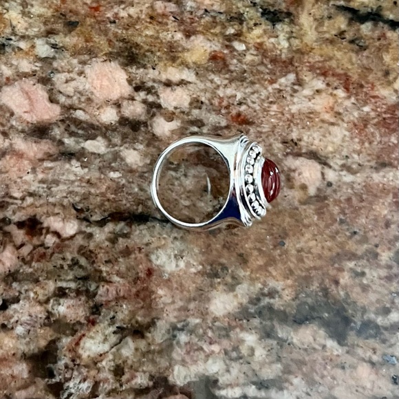 Carnelian Sterling Silver Ring Carved Beaded Balls - Picture 5 of 7